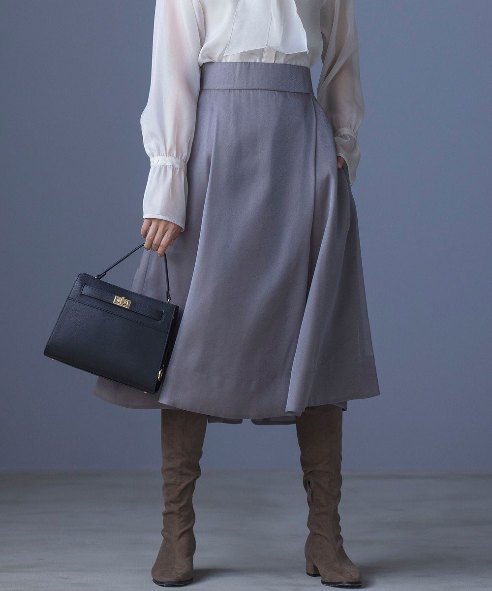 【組曲/KUMIKYOKU】のシャイニーオーガン フレアスカート インテリア・キッズ・メンズ・レディースファッション・服の通販 founy(ファニー) 　ファッション　Fashion　レディースファッション　Fashion for Women　スカート　Skirts　Aライン・フレアスカート　A-Line & Flared Skirts　オーガンジー　Organza Fabric　シアー　Sheer, See-Through　シェイプ　Shape, Slim Fit　シャーリング　Shirring, Ruched　シンプル　Simple, Minimal　フレア　Flare, Flared　ヨーク　Yoke, Yoke Design　A/W・秋冬　Autumn/Winter　S/S・春夏　SS, Spring/Summer, Warm Season　夏　Summer　エレガント 上品　Elegant　ココアブラウン系|ID: prp329100004161727 ipo3291000000033661050