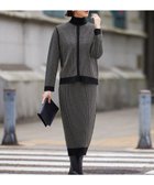 【自由区/JIYU-KU】の【洗える】リバーシブルニット セットアップ(カーディガン×タイトスカート) ブラック×グレージュ|ID: prp329100004161734 ipo3291000000035635252