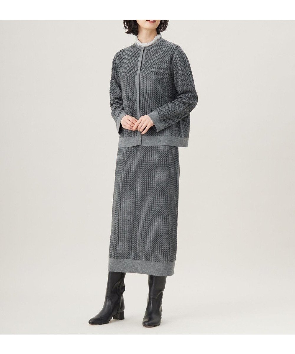 【自由区/JIYU-KU】の【洗える】リバーシブルニット セットアップ(カーディガン×タイトスカート) インテリア・キッズ・メンズ・レディースファッション・服の通販 founy(ファニー) ファッション Fashion レディースファッション Fashion for Women セットアップ Matching Sets スカート・ミニ/ミディ/マキシ Skirts / Mini, Midi & Maxi Skirts カーディガン Cardigan, Knitwear セットアップ Set-Up, Coordinated Outfit チェック Check, Plaid, Tartan ツイード Twill, Twill Weave パターン Pattern, Design Print リバーシブル Reversible, Two-Sided 洗える Machine Washable 無地 Plain, Solid Color A/W・秋冬 Autumn/Winter グレー×ブラック|ID: prp329100004161734 ipo3291000000035635254