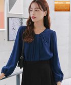 【ティアクラッセ/Tiaclasse】の【スマート裏起毛】 ボウタイ風ブラウス ダークブルー|ID: prp329100004161842 ipo3291000000035699992