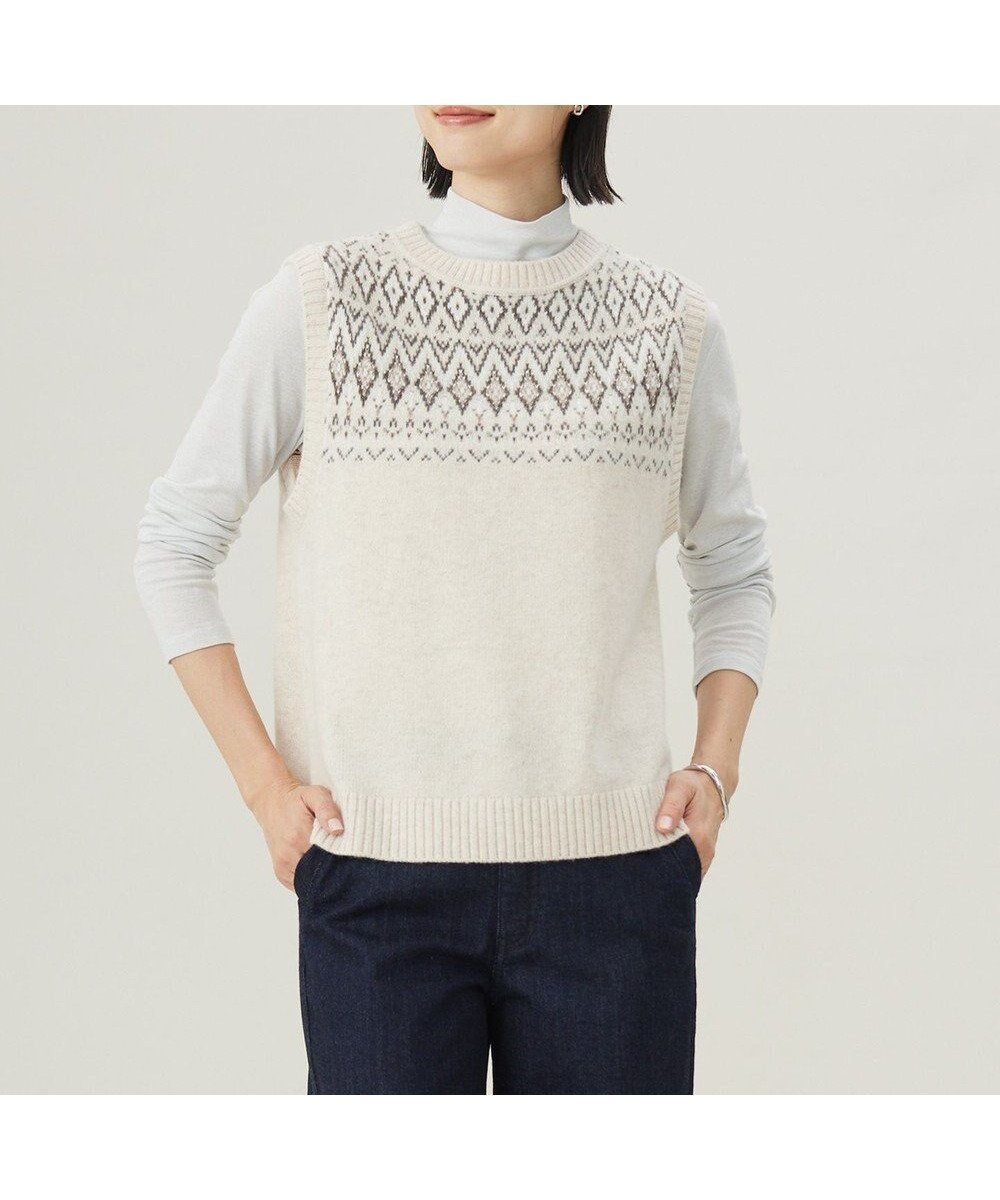 【ジェイ プレス/J.PRESS】の【WEB限定・洗える】FAIR ISLE ニットベスト インテリア・キッズ・メンズ・レディースファッション・服の通販 founy(ファニー) 　ファッション　Fashion　レディースファッション　WOMEN　アウター　Coat Outerwear　トップス・カットソー　Tops/Tshirt　ニット　Knit Tops　ベスト/ジレ　Gilets/Vests　NEW・新作・新着・新入荷　New Arrivals　A/W・秋冬　Aw・Autumn/Winter・Fw・Fall-Winter　ストレッチ　Stretch　タートルネック　Turtleneck　ベスト　Vest　リアル　Real　洗える　Washable　軽量　Lightweight　【WEB限定】ベージュ系|ID: prp329100004161862 ipo3291000000028736188