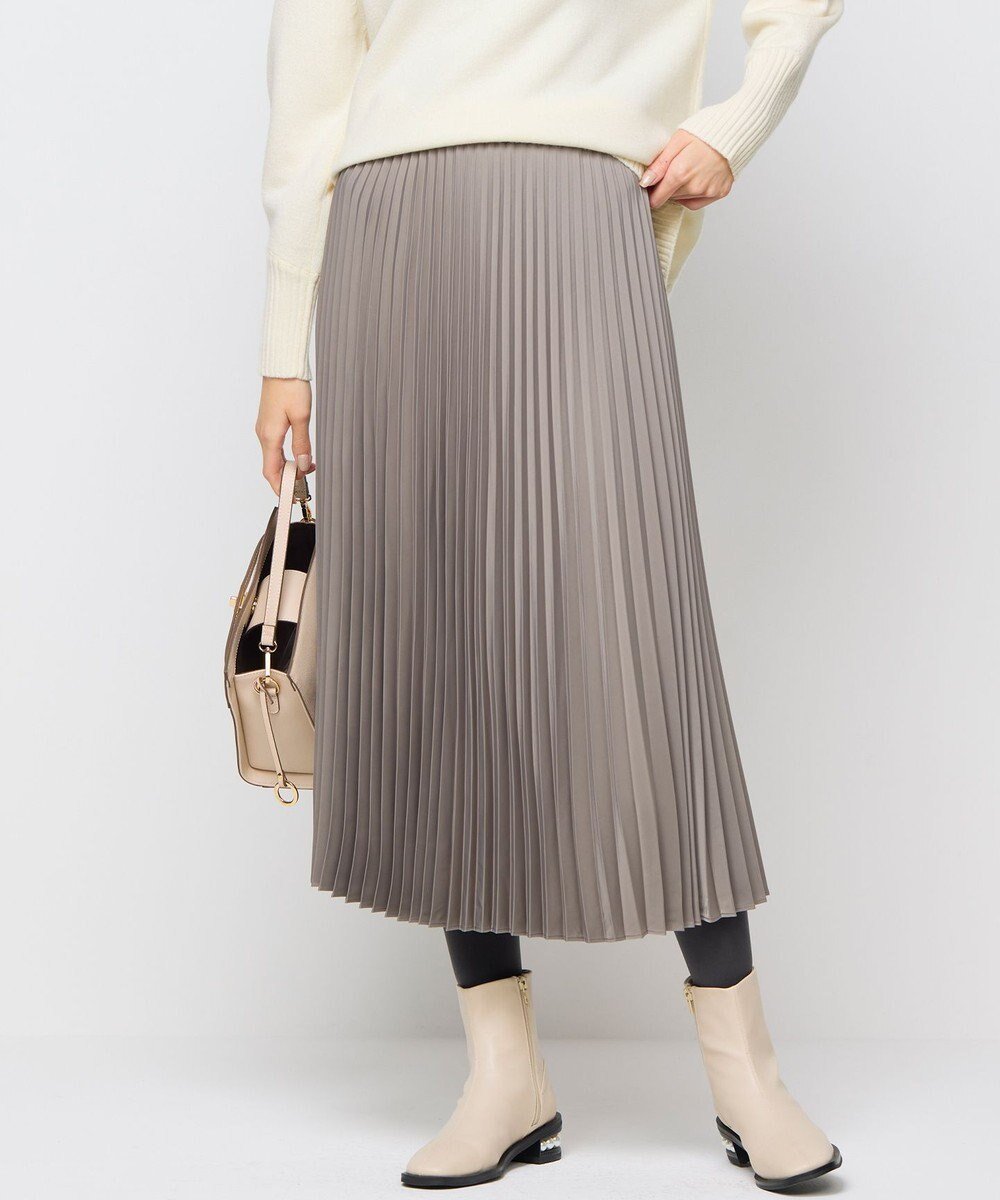 【組曲/KUMIKYOKU】のレザーライクサテン プリーツスカート インテリア・キッズ・メンズ・レディースファッション・服の通販 founy(ファニー) 　ファッション　Fashion　レディースファッション　Fashion for Women　スカート　Skirts　プリーツスカート / 上品フェミニンスタイル　Pleated Skirts　コンパクト　Compact, Small Size　サテン　Satin, Glossy Fabric　プリーツ　Pleats, Pleated　A/W・秋冬　Autumn/Winter　S/S・春夏　SS, Spring/Summer, Warm Season　夏　Summer　モカブラウン系|ID: prp329100004166040 ipo3291000000035617898