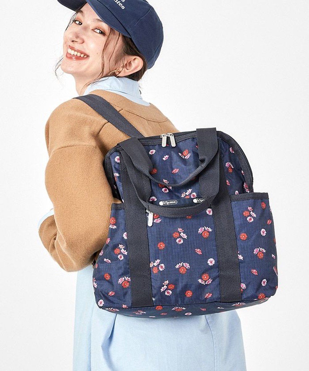 【レスポートサック/LeSportsac】のDOUBLE TROUBLE BACKPACK/デニムデイジー 人気、トレンドファッション・服の通販 founy(ファニー) 　ファッション　Fashion　レディースファッション　WOMEN　バッグ　Bag　NEW・新作・新着・新入荷　New Arrivals　スーツケース キャリーケース　Suitcase　デニム　Denim　フラワー　Flower　プリント　Print　ポケット　Pocket　メッシュ　Mesh　リュック　Ruck Sack　 other-1|ID: prp329100004167288 ipo3291000000028814524