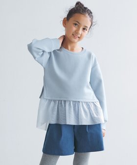 【アンフィーロ/UNFILO / KIDS】 【110-150cm】BEAUTY FORM JERSEY ペプラムスウェット人気、トレンドファッション・服の通販 founy(ファニー) ファッション Fashion キッズファッション KIDS トップス・カットソー Tops/Tees/Kids 洗える Washable 軽量 Lightweight スウェット Sweat チュール Tulle ドッキング Docking A/W・秋冬 Aw・Autumn/Winter・Fw・Fall-Winter |ID:prp329100004170174