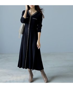 【エニィ スィス/any SiS】の【洗える】バイカラーデザインニット ワンピース 人気、トレンドファッション・服の通販 founy(ファニー) ファッション Fashion レディースファッション WOMEN ワンピース Dress ニットワンピース Knit Dresses A/W・秋冬 Aw・Autumn/Winter・Fw・Fall-Winter ストレッチ Stretch フェミニン Feminine フレア Flare モダン Modern リブニット Rib Knit エレガント 上品 Elegant 洗える Washable |ID:prp329100004170325