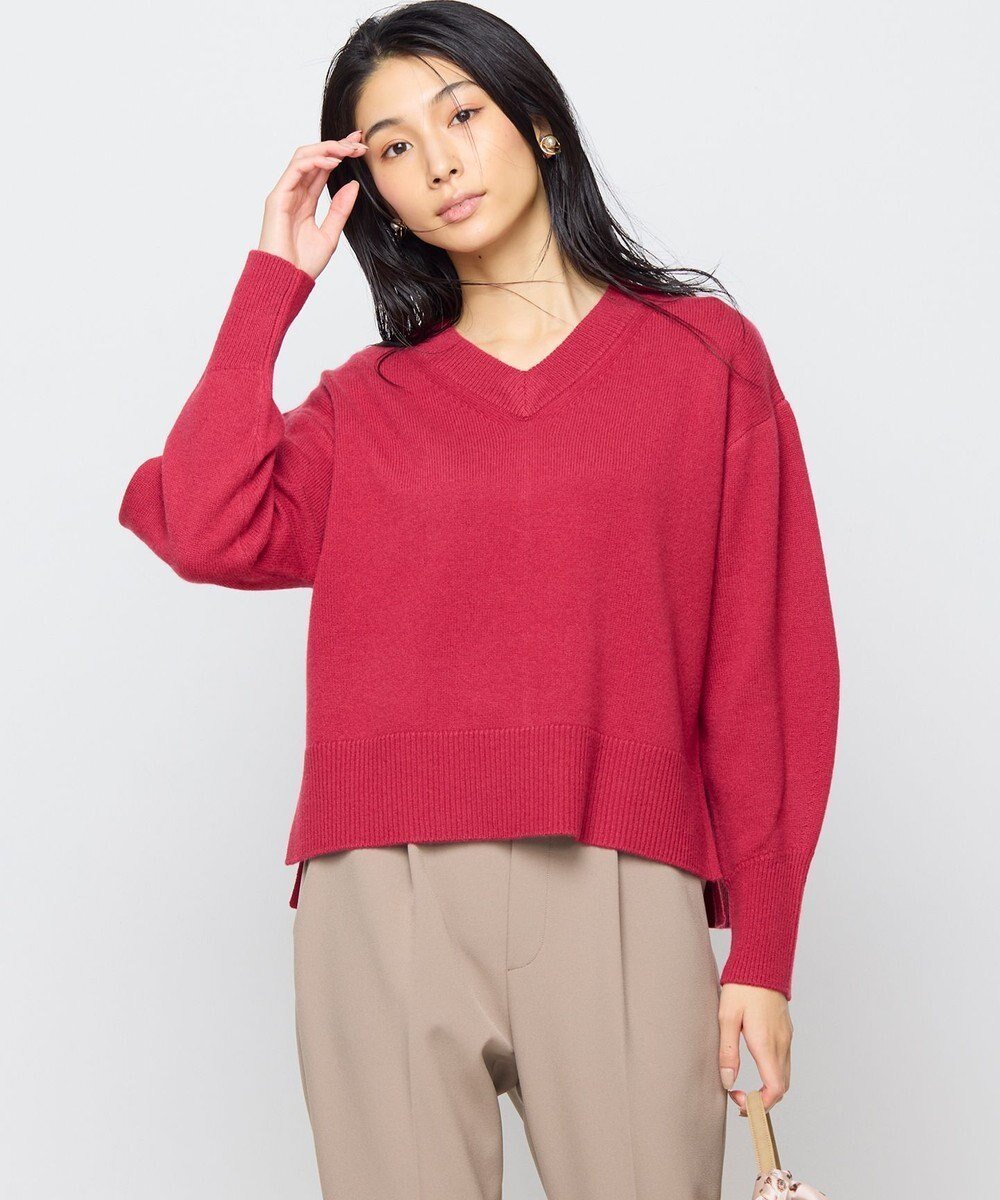 【組曲/KUMIKYOKU】の【8色展開・手洗い可】ウールカシミヤミックス Vネックニット インテリア・キッズ・メンズ・レディースファッション・服の通販 founy(ファニー) 　ファッション　Fashion　レディースファッション　WOMEN　トップス・カットソー　Tops/Tshirt　ニット　Knit Tops　Vネック　V-Neck　カシミヤ　Cashmere　コンパクト　Compact　シンプル　Simple　スリット　Slit　セーター　Sweater　人気　Popularity　ハイネック　High Neck　バランス　Balance　A/W・秋冬　Aw・Autumn/Winter・Fw・Fall-Winter　エレガント 上品　Elegant　ザクロ系|ID: prp329100004170420 ipo3291000000031693419