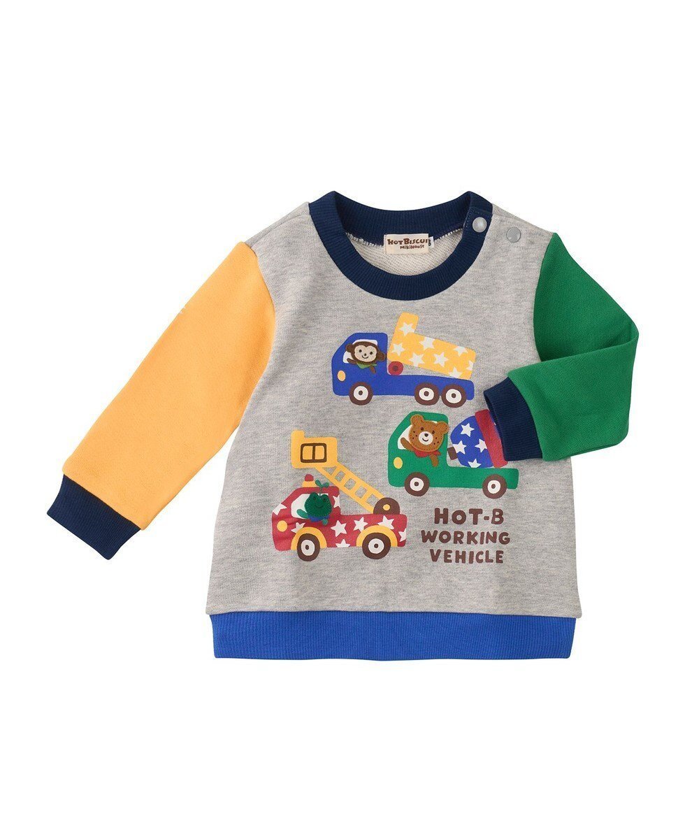 【ミキハウスホットビスケッツ/MIKI HOUSE HOT BISCUITS / KIDS】の【80-120cm】 働く車トレーナー 人気、トレンドファッション・服の通販 founy(ファニー) 　ファッション　Fashion　キッズファッション　KIDS　トップス・カットソー　Tops/Tees/Kids　A/W・秋冬　Aw・Autumn/Winter・Fw・Fall-Winter　S/S・春夏　Ss・Spring/Summer　スウェット　Sweat　トレーナー　Trainer　モチーフ　Motif　吸水　Water Absorption　夏　Summer　長袖　Long Sleeve　 other-1|ID: prp329100004180151 ipo3291000000028955379