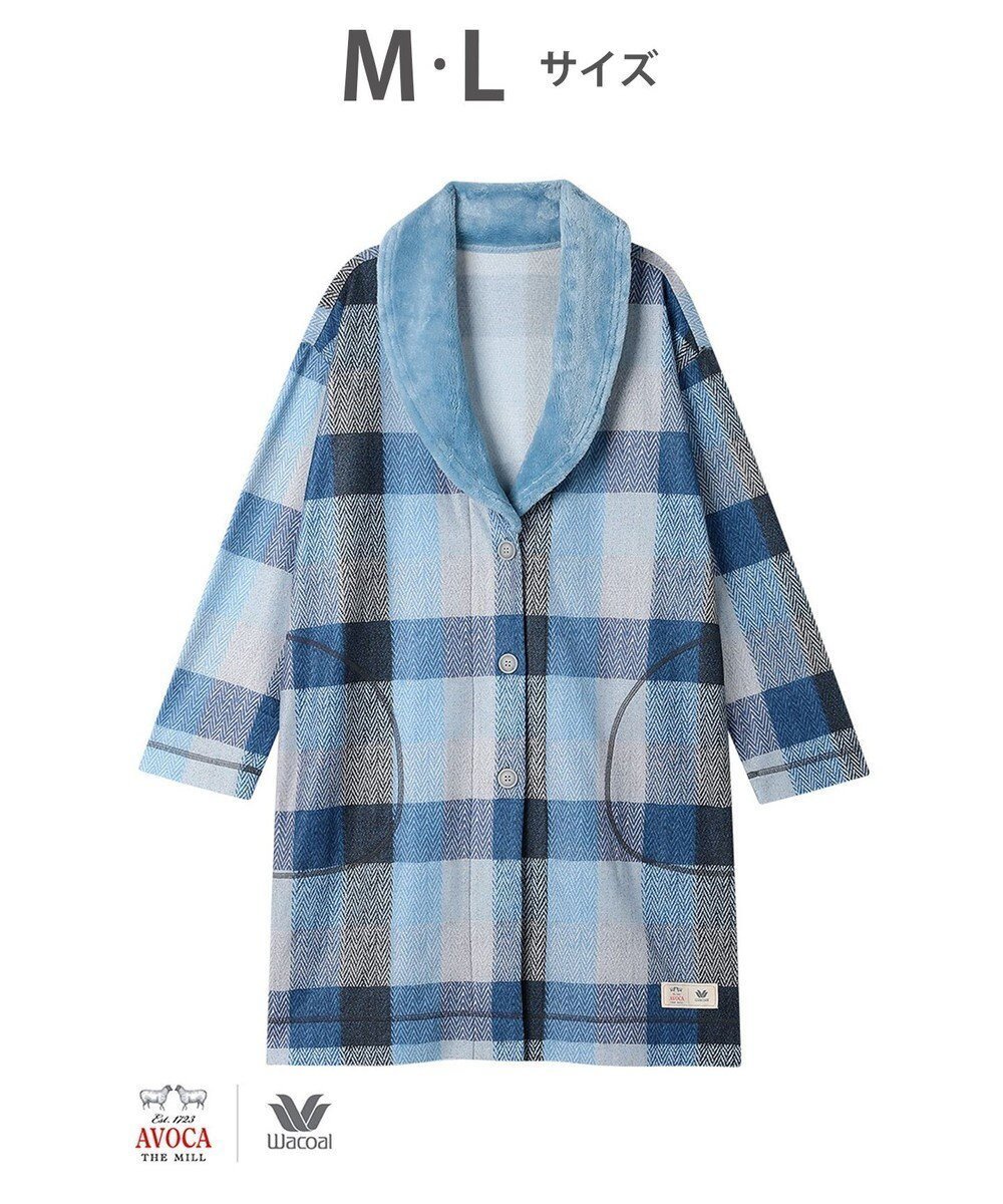 【ワコール/WACOAL】のローブ 【AVOCA×ワコール】 長袖 あったか レディース BRW750 /ワコール インテリア・キッズ・メンズ・レディースファッション・服の通販 founy(ファニー) 　ファッション　Fashion　レディースファッション　WOMEN　トップス・カットソー　Tops/Tshirt　チェック　Check　パジャマ　Pajamas　プリント　Print　長袖　Long Sleeve　サックス|ID: prp329100004180220 ipo3291000000028956418