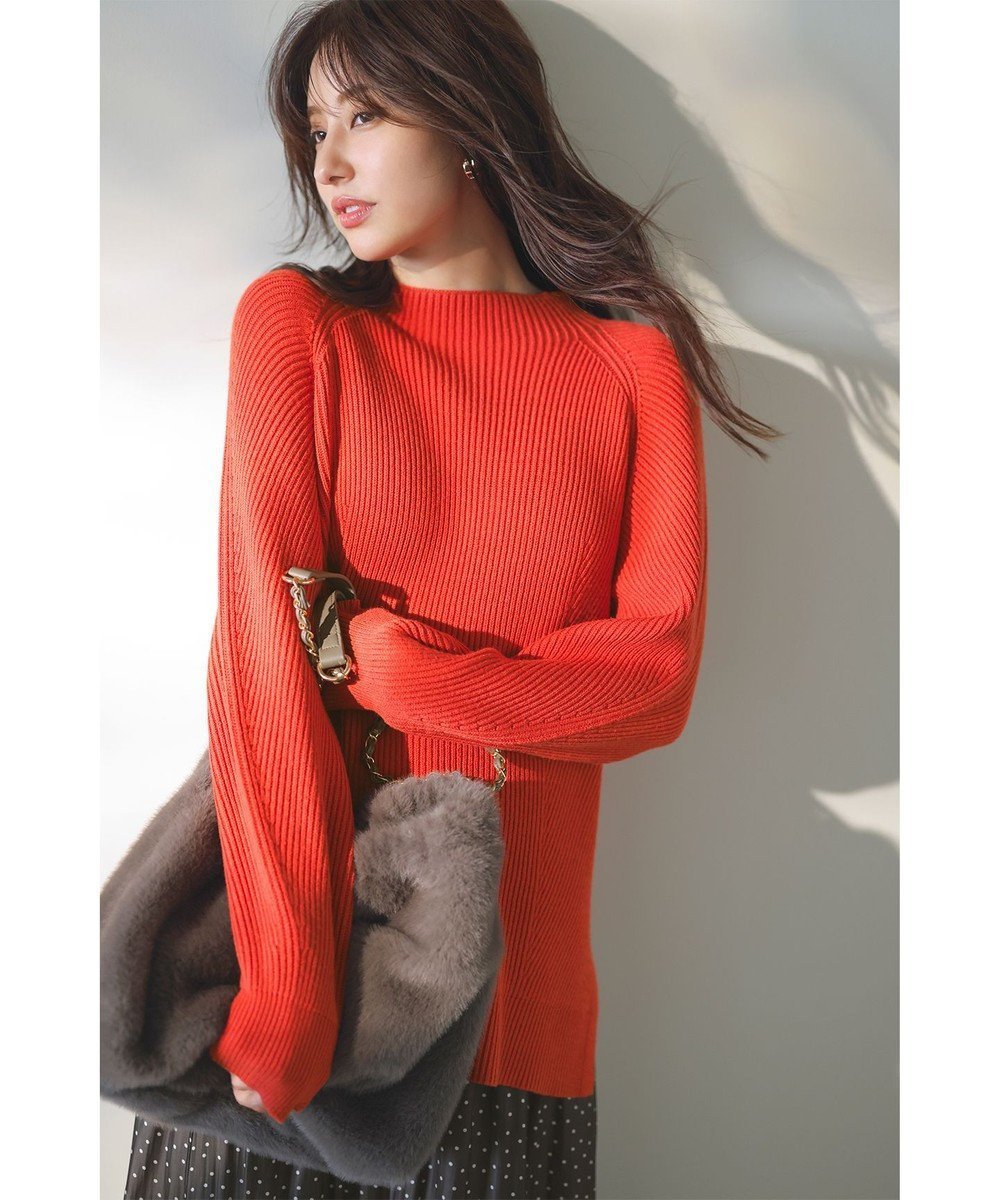 【エニィ スィス/any SiS】の【洗える・セットアップ可】アンチピリング変形畔 ボトルネック ニット インテリア・キッズ・メンズ・レディースファッション・服の通販 founy(ファニー) 　ファッション　Fashion　レディースファッション　Fashion for Women　トップス・カットソー　Cut & Sew Tops　ニット　Knit Tops & Sweaters　セットアップ　Matching Sets　レディーストップス・ブラウス　Tops & Blouses / Assorted Women's Tops　洗える　Machine Washable　畦　Ribbed Knit　切替　Switching, Contrast Panel　シンプル　Simple, Minimal　セットアップ　Set-Up, Coordinated Outfit　セーター　Sweater, Knitwear　ボトルネック　Bottle Neck, Mock Neck　ミドル　Middle Length, Mid Height　A/W・秋冬　Autumn/Winter　おすすめ　Recommended / Our Picks　エレガント 上品　Elegant　オレンジ|ID: prp329100004183042 ipo3291000000034297329