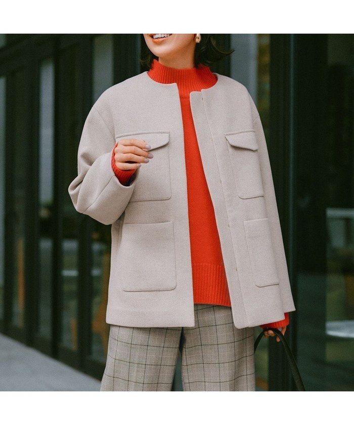 【アンフィーロ 自由区/UNFILO】のウールブレンド ノーカラーコート インテリア・キッズ・メンズ・レディースファッション・服の通販 founy(ファニー) https://founy.com/ ファッション Fashion レディースファッション WOMEN アウター Coat Outerwear コート Coats ジャケット Jackets ノーカラージャケット No Collar Leather Jackets おすすめ Recommend クラシカル Classical ショルダー Shoulder ジャケット Jacket スラックス Slacks デニム Denim ドロップ Drop フロント Front ポケット Pocket メルトン Melton A/W・秋冬 Aw・Autumn/Winter・Fw・Fall-Winter |ID: prp329100004183240 ipo3291000000031975846