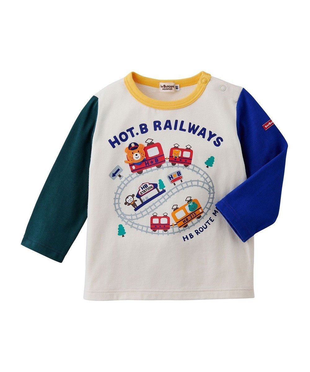 【ミキハウスホットビスケッツ/MIKI HOUSE HOT BISCUITS / KIDS】の【80-120cm】 電車柄 長袖Tシャツ 人気、トレンドファッション・服の通販 founy(ファニー) 　ファッション　Fashion　キッズファッション　KIDS　トップス・カットソー　Tops/Tees/Kids　A/W・秋冬　Aw・Autumn/Winter・Fw・Fall-Winter　S/S・春夏　Ss・Spring/Summer　おすすめ　Recommend　カットソー　Cut And Sew　プリント　Print　モチーフ　Motif　夏　Summer　長袖　Long Sleeve　 other-1|ID: prp329100004185596 ipo3291000000028995920