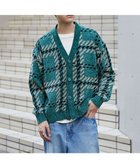 【ウィゴー/WEGO / MEN】のベロアモールパターンカーディガン グリーンチェック1|ID: prp329100004190947 ipo3291000000029030275