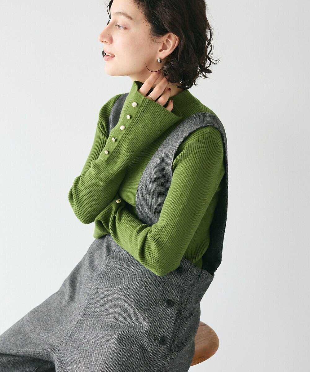 【クラフトスタンダードブティック/CRAFT STANDARD BOUTIQUE】の洗える/とてもち袖フレア釦ボトルネックニットプルオーバー/24AW インテリア・キッズ・メンズ・レディースファッション・服の通販 founy(ファニー) 　ファッション　Fashion　レディースファッション　Ladies' Fashion Online　トップス・カットソー　Tops/Tshirt　ニット　Knit Tops　プルオーバー　Pullover　インナー　Inner　洗える　Washable　コンパクト　Compact　シンプル　Simple　ジャケット　Jacket　セーター　Sweater　フィット　Fit　フレア　Flare　ベーシック　Basic　ボトルネック　Bottleneck　ポケット　Pocket　冬　Winter　A/W・秋冬　Aw・Autumn/Winter・Fw・Fall-Winter　2024年　2024　2024-2025秋冬・A/W　Aw/Autumn/Winter/Fw/Fall/2024-2025　Green|ID: prp329100004199654 ipo3291000000032569581