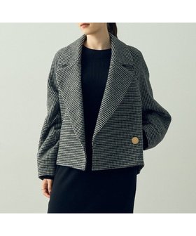 【イェッカ ヴェッカ/YECCA VECCA】 千鳥柄ビッグカラーウールショートコート人気、トレンドファッション・服の通販 founy(ファニー) ファッション Fashion レディースファッション WOMEN アウター Coat Outerwear コート Coats ジャケット Jackets A/W・秋冬 Aw・Autumn/Winter・Fw・Fall-Winter おすすめ Recommend ジャケット Jacket スリーブ Sleeve ドロップ Drop ビッグ Big フォルム Form フロント Front ポケット Pocket メタル Metal 再入荷 Restock/Back In Stock/Re Arrival 日本製 Made In Japan 無地 Plain Color |ID:prp329100004200178