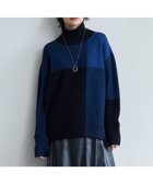 【アイシービー/iCB】の【洗える】ソフトカシミヤミックス ブロッキングハイネックニット ブルー柄系|ID:prp329100004205451