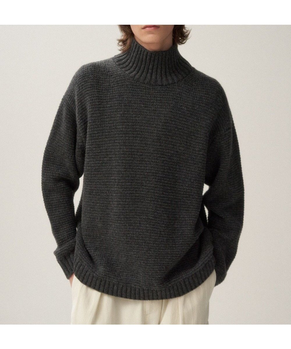 【エイトン/ATON】のLAMBS WOOL ボトルネックセーター - UNISEX インテリア・キッズ・メンズ・レディースファッション・服の通販 founy(ファニー) 　ファッション　Fashion　レディースファッション　WOMEN　トップス・カットソー　Tops/Tshirt　ニット　Knit Tops　NEW・新作・新着・新入荷　New Arrivals　A/W・秋冬　Aw・Autumn/Winter・Fw・Fall-Winter　ユニセックス　Unisex　スウェット　Sweat　セーター　Sweater　ボトルネック　Bottleneck　リラックス　Relax　CHARCOAL GRAY|ID: prp329100004210768 ipo3291000000029196334