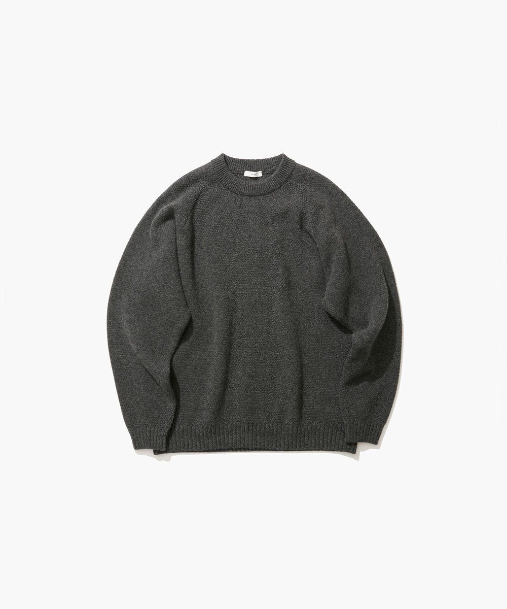 【エイトン/ATON】のLAMBS WOOL クルーネックセーター - UNISEX インテリア・キッズ・メンズ・レディースファッション・服の通販 founy(ファニー) 　ファッション　Fashion　レディースファッション　WOMEN　トップス・カットソー　Tops/Tshirt　ニット　Knit Tops　NEW・新作・新着・新入荷　New Arrivals　A/W・秋冬　Aw・Autumn/Winter・Fw・Fall-Winter　ユニセックス　Unisex　スウェット　Sweat　スリーブ　Sleeve　セーター　Sweater　ハイネック　High Neck　リラックス　Relax　鹿の子　Pique　CHARCOAL GRAY|ID: prp329100004210868 ipo3291000000029196799