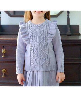 【エニファム/any FAM / KIDS】の肩フリルハートケーブルニット 人気、トレンドファッション・服の通販 founy(ファニー) ファッション Fashion キッズファッション KIDS トップス・カットソー Tops/Tees/Kids A/W・秋冬 Aw・Autumn/Winter・Fw・Fall-Winter ガーリー Girly セーター Sweater フリル Frills ポケット Pocket 冬 Winter 定番 Standard |ID:prp329100004216107