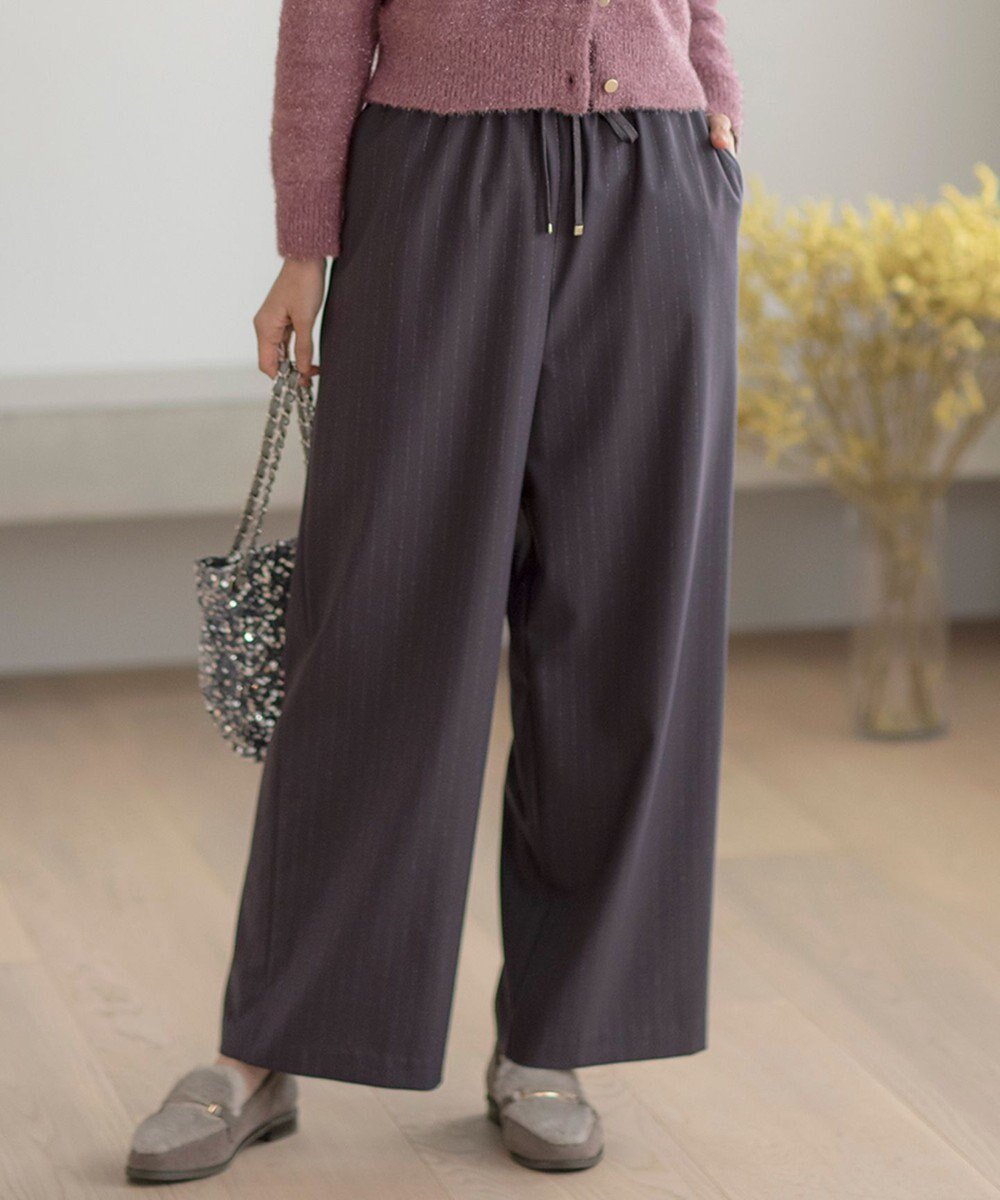 【エニィ スィス/any SiS】の【洗える】ラメキライージードロスト パンツ インテリア・キッズ・メンズ・レディースファッション・服の通販 founy(ファニー)  ファッション Fashion レディースファッション Fashion for Women パンツ Pants & Trousers 洗える Machine Washable ストライプ Stripe, Striped Pattern ストレート Straight, Straight Cut ツイード Twill, Twill Weave 楽ちん Easy Fit, Comfortable ワイド Wide, Wide Fit A/W・秋冬 Autumn/Winter エレガント 上品 Elegant 新作・新入荷 New Arrivals / New In チャコールストライプ|ID: prp329100004222511 ipo3291000000034296639