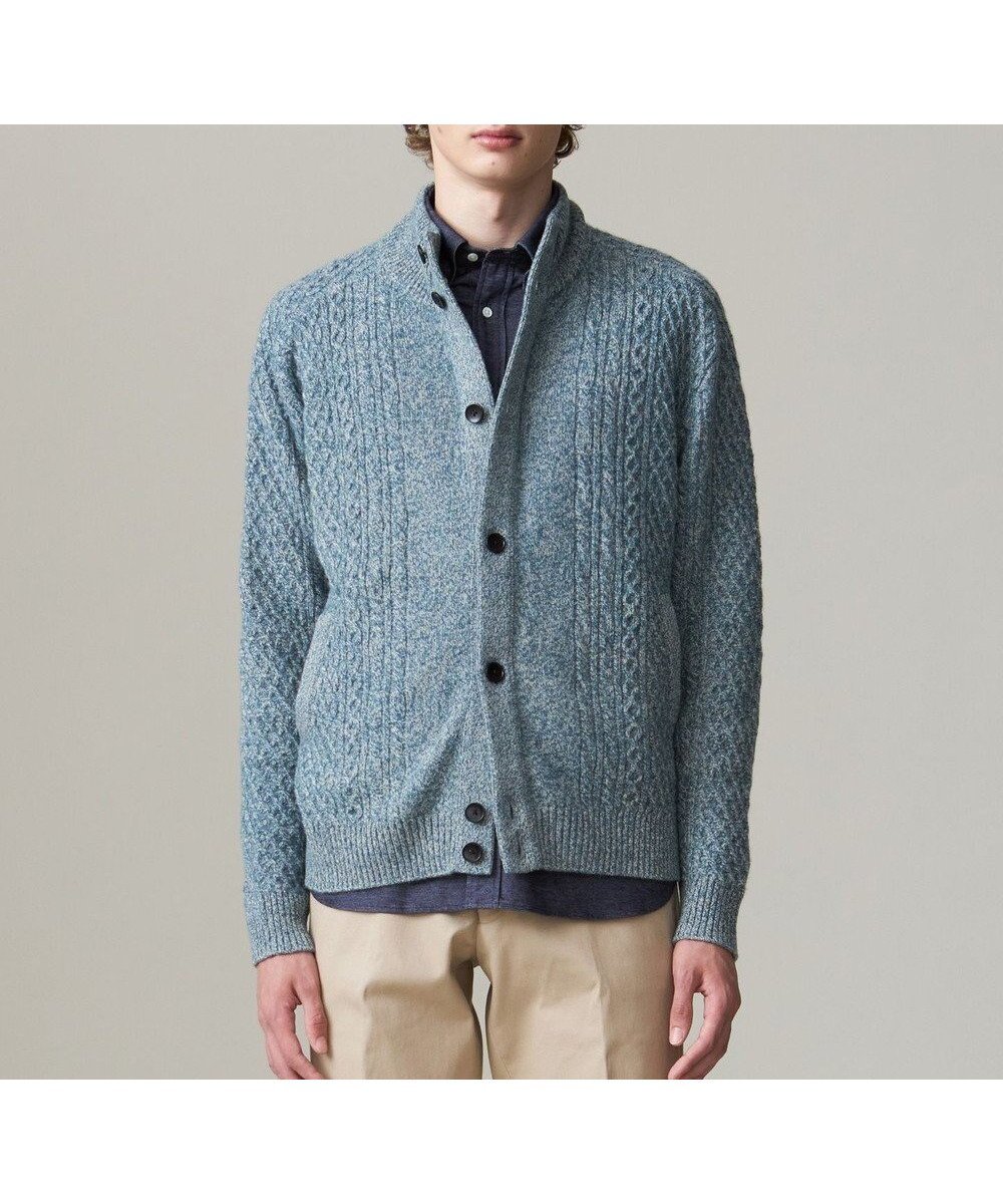 【ジェイ プレス/J.PRESS / MEN】の【Cash Lamb s Wool】ハイネックケーブルカーディガンニット インテリア・キッズ・メンズ・レディースファッション・服の通販 founy(ファニー) 　ファッション　Fashion　メンズファッション　MEN　トップス・カットソー　Tops/Tshirt/Men　ニット　Knit Tops　カーディガン　Cardigans　カシミヤ　Cashmere　カーディガン　Cardigan　シンプル　Simple　セーター　Sweater　ハイネック　High Neck　フィット　Fit　ブルゾン　Blouson　メランジ　Melange　A/W・秋冬　Aw・Autumn/Winter・Fw・Fall-Winter　NEW・新作・新着・新入荷　New Arrivals　グリーン系|ID: prp329100004230975 ipo3291000000029317357