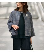【23区/NIJYUSANKU】のGIOLICA ノーカラー ツイード ジャケット ブルー×ベージュ|ID:prp329100004230998