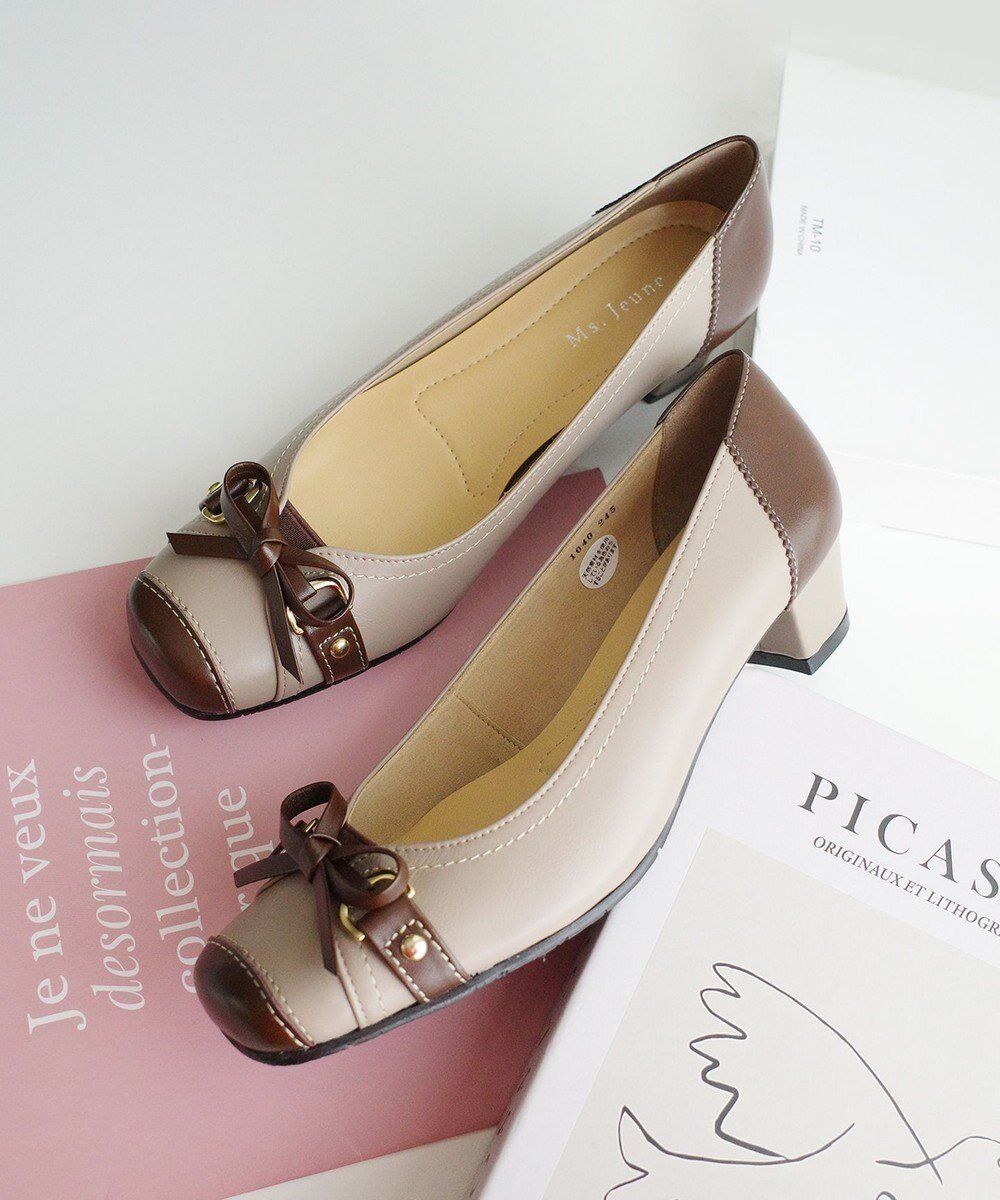 【ポインター/Pointer】の日本製 本革リボン付きパンプス インテリア・キッズ・メンズ・レディースファッション・服の通販 founy(ファニー) ファッション Fashion レディースファッション Fashion for Women 抗菌 Antibacterial, Bacteria-Resistant リボン Ribbon, Bow 日本製 Made In Japan オークグレー×ブラウン|ID: prp329100004231909 ipo3291000000034029341