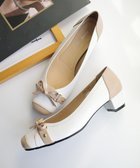 【ポインター/Pointer】の日本製 本革リボン付きパンプス オフホワイト×ベージュヌメ|ID: prp329100004231909 ipo3291000000034029342