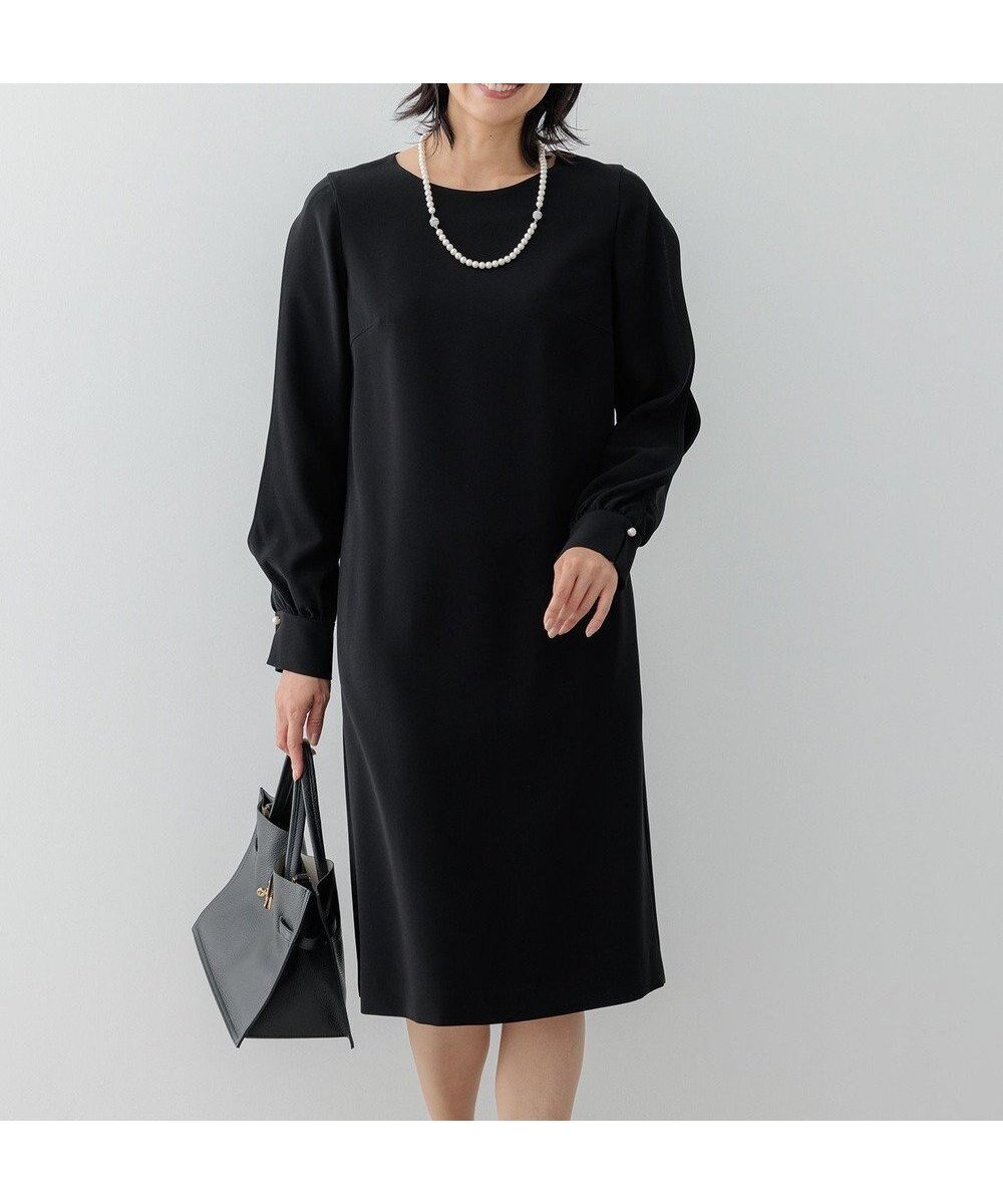 【23区/NIJYUSANKU】の【セットアップ対応】トリアセダブルジョーゼット スリットシフォンスリーブ ワンピース インテリア・キッズ・メンズ・レディースファッション・服の通販 founy(ファニー) 　ファッション　Fashion　レディースファッション　Fashion for Women　ワンピース　Dresses　アクセサリー　Fashion Accessories　アンサンブル　Ensemble Set　春　Spring　洗える　Machine Washable　シフォン　Chiffon, Lightweight Fabric　ジャケット　Jacket, Outerwear　ジョーゼット　Georgette, Semi-Sheer Fabric　ストレッチ　Stretch, Stretchy Fabric　スリット　Slit, Slit Detail　スリーブ　Sleeve, Long Sleeve / Short Sleeve　セットアップ　Set-Up, Coordinated Outfit　テーパード　Tapered, Tapered Pants　定番　Standard, Basic Item　パール　Pearl, Pearl Accent　フォーマル　Formal, Dressy　ブローチ　Brooch, Pin Brooch　ペプラム　Peplum, Flared Hem　レース　Lace, Lace Fabric　S/S・春夏　SS, Spring/Summer, Warm Season　夏　Summer　2023春夏・S/S　Spring/Summer 2023 SS23　2023年　2023　セレモニー　Ceremony　ビジネス 仕事 通勤　Business / Work / Commuting　ブラック系|ID: prp329100004232211 ipo3291000000033218621