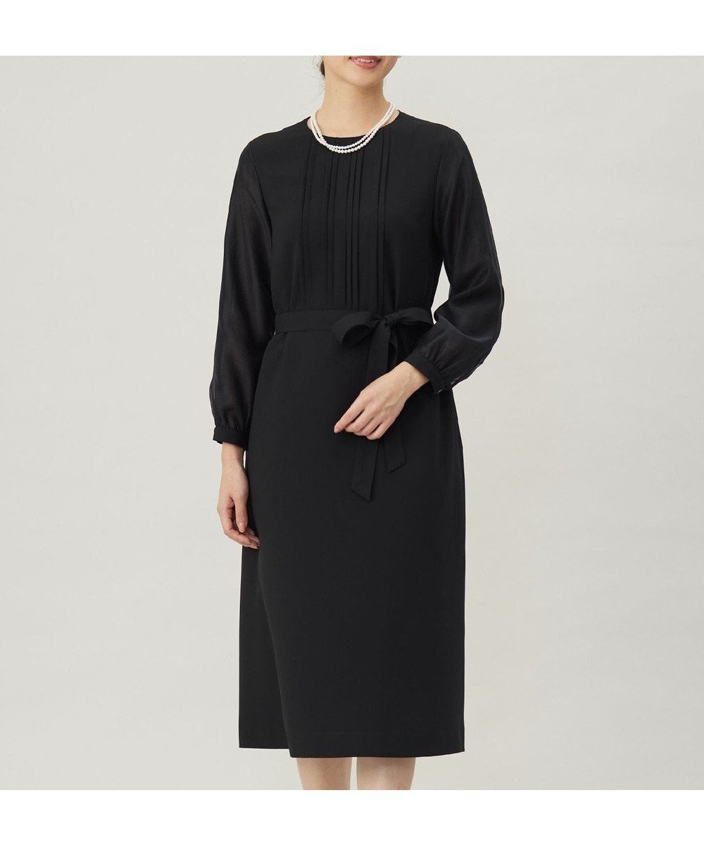 【ジェイ プレス/J.PRESS】の【洗える】ノルディス2wayジョーゼット タックディテール ワンピース インテリア・キッズ・メンズ・レディースファッション・服の通販 founy(ファニー) ファッション Fashion レディースファッション Fashion for Women ワンピース Dresses ジャケット Jacket, Outerwear ジョーゼット Georgette, Semi-Sheer Fabric ストレッチ Stretch, Stretchy Fabric ドレープ Drape, Draping Fabric フィット Fit, Slim Fit ポケット Pocket, Pocket Detail リボン Ribbon, Bow エレガント 上品 Elegant 洗える Machine Washable A/W・秋冬 Autumn/Winter 長袖 Long Sleeve, Full Sleeve ブラック系|ID: prp329100004233325 ipo3291000000034230892