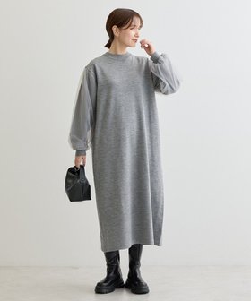 【グリーンパークス/Green Parks】の杢グレー袖チュールニットワンピース 人気、トレンドファッション・服の通販 founy(ファニー) ファッション Fashion レディースファッション WOMEN ワンピース Dress ニットワンピース Knit Dresses おすすめ Recommend エアリー Airy シンプル Simple スタイリッシュ Stylish ドッキング Docking ポケット Pocket A/W・秋冬 Aw・Autumn/Winter・Fw・Fall-Winter |ID:prp329100004239494