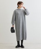 【グリーンパークス/Green Parks】の杢グレー袖チュールニットワンピース Gray Mixture|ID:prp329100004239494