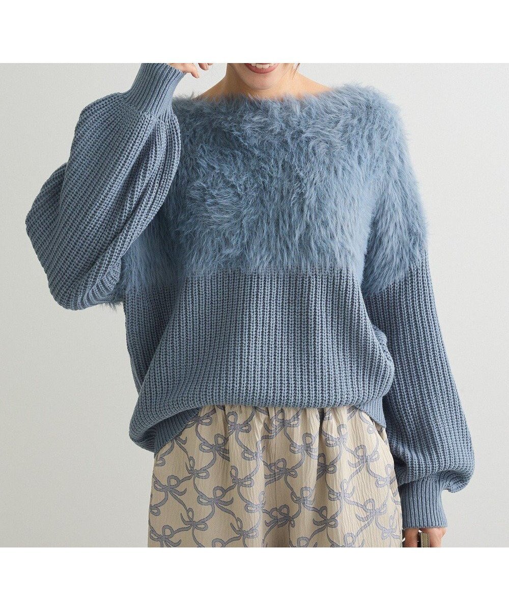 【グリーンパークス/Green Parks】の・Petit Fleur シャギーキリカエニット インテリア・キッズ・メンズ・レディースファッション・服の通販 founy(ファニー) 　ファッション　Fashion　レディースファッション　Fashion for Women　トップス・カットソー　Cut & Sew Tops　ニット　Knit Tops & Sweaters　セーター　Sweater, Knitwear　ボトム　Bottoms, Lower Wear　ポケット　Pocket, Pocket Detail　A/W・秋冬　Autumn/Winter　Sax|ID: prp329100004239501 ipo3291000000032569682