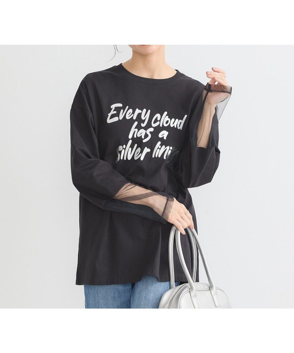 【アースミュージックアンドエコロジー/earth music&ecology】の箔プリントグラフィックロンTee 人気、トレンドファッション・服の通販 founy(ファニー) 　ファッション　Fashion　レディースファッション　WOMEN　トップス・カットソー　Tops/Tshirt　シャツ/ブラウス　Shirts/Blouses　ロング / Tシャツ　T-Shirts　カットソー　Cut and Sewn　NEW・新作・新着・新入荷　New Arrivals　A/W・秋冬　Aw・Autumn/Winter・Fw・Fall-Winter　おすすめ　Recommend　インナー　Inner　カットソー　Cut And Sew　カーディガン　Cardigan　ジャケット　Jacket　チュール　Tulle　フェミニン　Feminine　フロント　Front　プリント　Print　ポケット　Pocket　 other-1|ID: prp329100004239630 ipo3291000000029397776