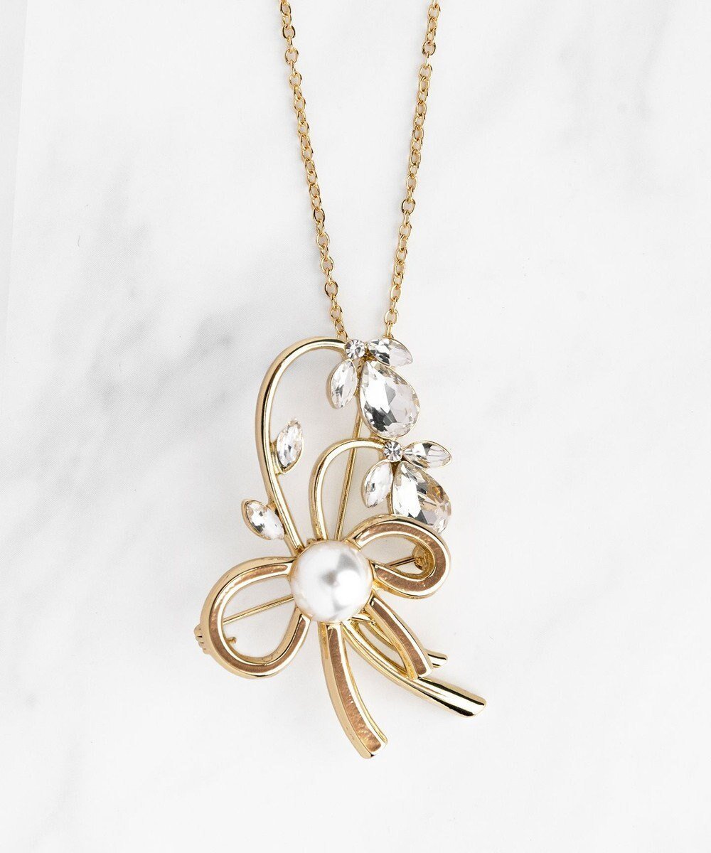 【トッカ/TOCCA】のRIBBON&FLOWER BROOCH NECKLACE 2セット ブローチネックレス インテリア・キッズ・メンズ・レディースファッション・服の通販 founy(ファニー) 　ファッション　Fashion　レディースファッション　WOMEN　ジュエリー　Jewelry　ネックレス　Necklaces　アクセサリー　Accessories　シンプル　Simple　チェーン　Chain　ドレス　Dress　ネックレス　Necklace　パール　Pearl　ビジュー　Bijou　フェミニン　Feminine　フラワー　Flower　ブローチ　Brooch　モチーフ　Motif　リボン　Ribbon　リュクス　Luxe　ループ　Loop　S/S・春夏　Ss・Spring/Summer　NEW・新作・新着・新入荷　New Arrivals　夏　Summer　セレモニー　Ceremony　2025年　2025　ゴールド系|ID: prp329100004242291 ipo3291000000029425142