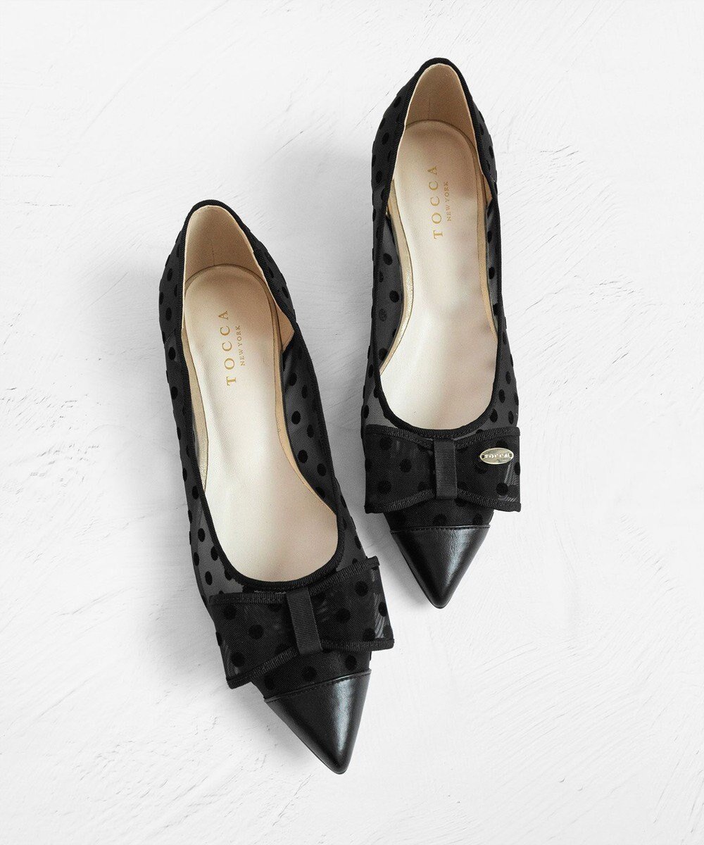 【トッカ/TOCCA】のRIBBON FLAT SHEER PUMPS パンプス インテリア・キッズ・メンズ・レディースファッション・服の通販 founy(ファニー) 　ファッション　Fashion　レディースファッション　WOMEN　NEW・新作・新着・新入荷　New Arrivals　2025年　2025　S/S・春夏　Ss・Spring/Summer　おすすめ　Recommend　サマー　Summer　シアー　Sheer　ソックス　Socks　チュール　Tulle　トリミング　Trimming　ドット　Dot　フェミニン　Feminine　フラット　Flat　リボン　Ribbon　リュクス　Luxe　エレガント 上品　Elegant　夏　Summer　ブラック系|ID: prp329100004243301 ipo3291000000029434502