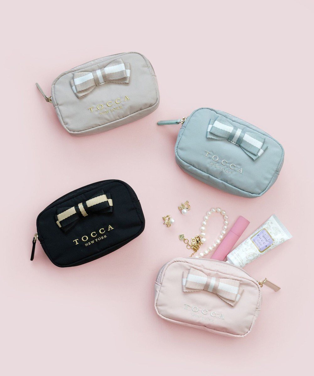 【トッカ/TOCCA】の【WEB限定】BICOLOR RIBBON POUCH ポーチ インテリア・キッズ・メンズ・レディースファッション・服の通販 founy(ファニー) ファッション Fashion レディースファッション Fashion for Women ミニ財布・二つ折り財布 Wallets & Card Cases ポーチ&ミニバッグ Pouches & Mini Bags 2025年 2025 2025春夏・S/S Spring/Summer 2025 SS25 シンプル Simple, Minimal フォルム Silhouette, Form フロント Front, Front Design ポケット Pocket, Pocket Detail ポーチ Pouch, Small Case モダン Modern, Contemporary リボン Ribbon, Bow リュクス Luxury, Elegant, High-End, Chic 夏 Summer S/S・春夏 SS, Spring/Summer, Warm Season 財布 Wallet, Purse ブルー系|ID: prp329100004243306 ipo3291000000032971613