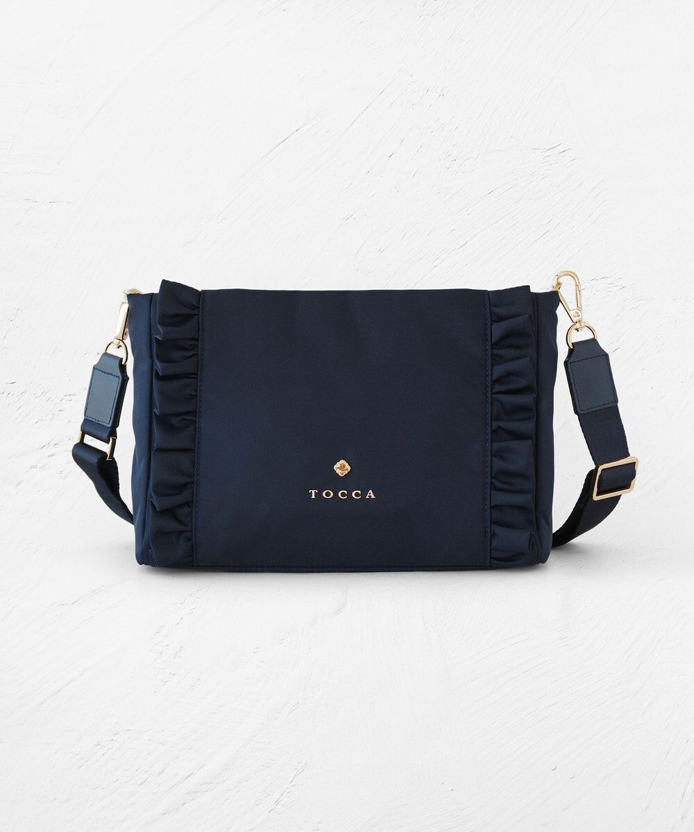 【トッカ/TOCCA】の【撥水】TRIM WAVES POCHETTE ポシェットバッグ インテリア・キッズ・メンズ・レディースファッション・服の通販 founy(ファニー) 　ファッション　Fashion　レディースファッション　WOMEN　バッグ　Bag　ショルダー　Shoulder　ジップ　Zip　財布　Wallet　フリル　Frills　ポケット　Pocket　ポシェット　Pochette　ポーチ　Pouch　マグネット　Magnet　リュクス　Luxe　S/S・春夏　Ss・Spring/Summer　NEW・新作・新着・新入荷　New Arrivals　夏　Summer　旅行　Travel　2025年　2025　ネイビー系|ID: prp329100004243310 ipo3291000000029434548