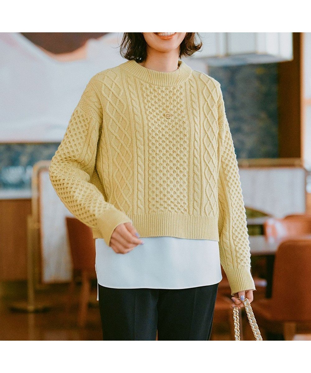 【アンフィーロ 自由区/UNFILO】の【洗える】ケーブルニット 人気、トレンドファッション・服の通販 founy(ファニー) 　ファッション　Fashion　レディースファッション　Fashion for Women　トップス・カットソー　Cut & Sew Tops　ニット　Knit Tops & Sweaters　アクリル　Acrylic Material　ウォッシャブル　Machine Washable　クラシック　Classic, Timeless Style　クロップド　Cropped, Short Length　セーター　Sweater, Knitwear　ボトム　Bottoms, Lower Wear　ミドル　Middle Length, Mid Height　ワイド　Wide, Wide Fit　冬　Winter / This Winter　定番　Standard, Basic Item　洗える　Machine Washable　A/W・秋冬　Autumn/Winter　 other-1|ID: prp329100004243343 ipo3291000000032478236
