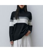 【アイシービー/iCB】の【CLASSY.1月号掲載・洗える】ソフトカシミヤミックス 配色ボーダーハイネックニット ブラック柄系|ID: prp329100004247845 ipo3291000000029830129