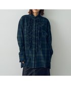 【イェッカ ヴェッカ/YECCA VECCA】のチェック柄フリルデザインロングシャツ Green|ID: prp329100004248042 ipo3291000000029478137