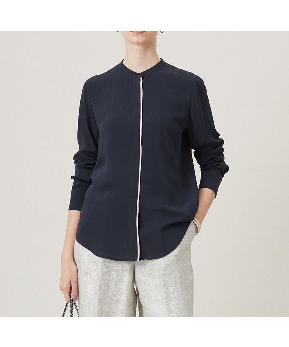 【アイシービー/iCB】の【UVケア・速乾・洗える】BackSatinAmunzen バンドカラーブラウス インテリア・キッズ・メンズ・レディースファッション・服の通販 founy(ファニー) ファッション Fashion レディースファッション Fashion for Women トップス・カットソー Cut & Sew Tops シャツ・ブラウス・オフィスカジュアル Elegant Blouses & Button-Ups インナー Innerwear 洗える Machine Washable サテン Satin, Glossy Fabric スーツ Suit, Formalwear 定番 Standard, Basic Item 人気 Popular, Best Seller プリント Print, Printed Pattern A/W・秋冬 Autumn/Winter 夏 Summer セレモニー Ceremony ビジネス 仕事 通勤 Business / Work / Commuting 2025年 2025 2025春夏・S/S Spring/Summer 2025 SS25 ネイビー系|ID: prp329100004248138 ipo3291000000033616838