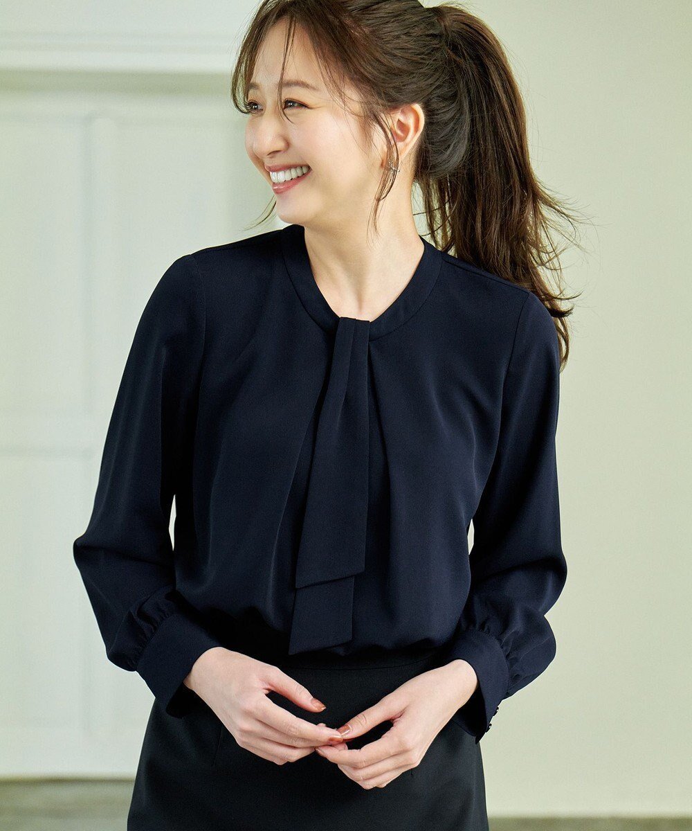【エニー/ANY】の【洗濯機可/2WAY】ボウタイブラウス インテリア・キッズ・メンズ・レディースファッション・服の通販 founy(ファニー) ファッション Fashion レディースファッション Fashion for Women トップス・カットソー Cut & Sew Tops シャツ・ブラウス・オフィスカジュアル Elegant Blouses & Button-Ups おすすめ Recommended / Our Picks インナー Innerwear ジャケット Jacket, Outerwear セレモニー Ceremony チャーム Charm, Pendant 夏 Summer 春 Spring S/S・春夏 SS, Spring/Summer, Warm Season ビジネス 仕事 通勤 Business / Work / Commuting ネイビー|ID: prp329100004250873 ipo3291000000034337801