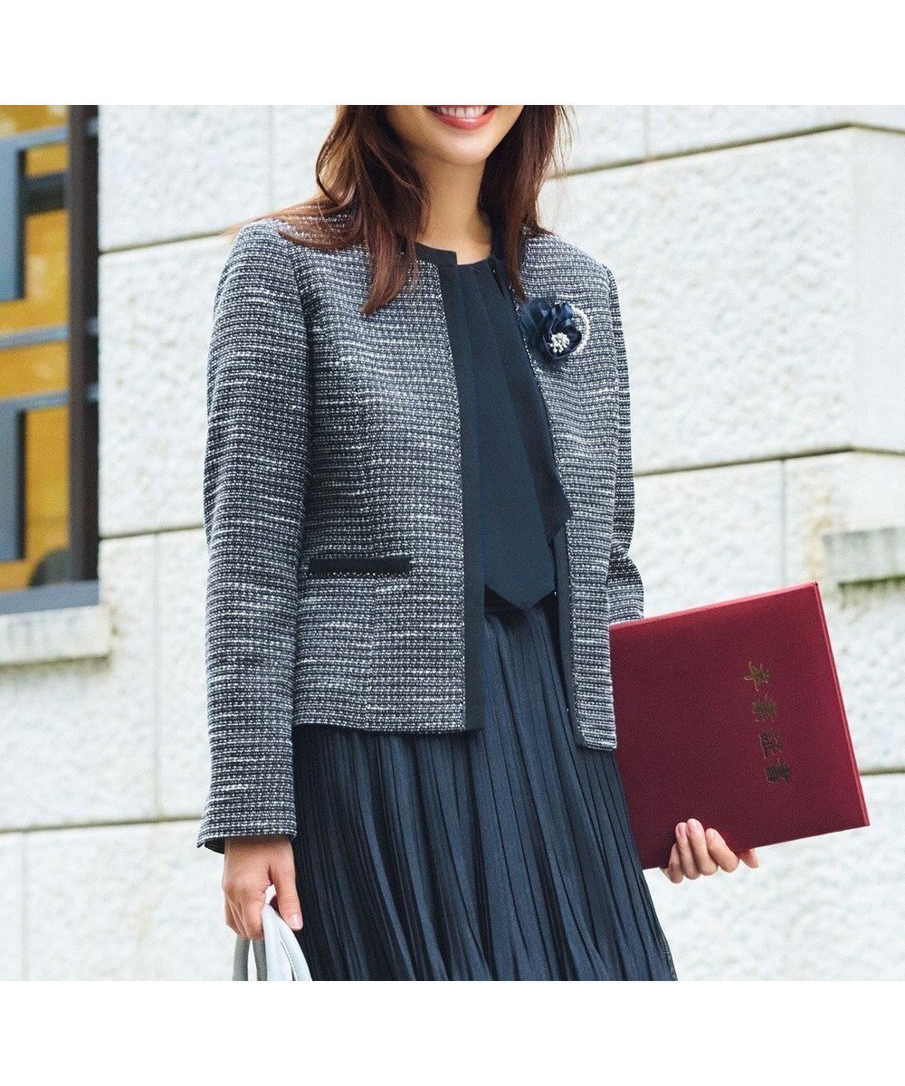 【エニィ スィス/any SiS】のリップルボーダーストレッチ ジャケット インテリア・キッズ・メンズ・レディースファッション・服の通販 founy(ファニー) 　ファッション　Fashion　レディースファッション　WOMEN　アウター　Coat Outerwear　ジャケット　Jackets　ノーカラージャケット　No Collar Leather Jackets　春　Spring　シャイニー　Shiny　シンプル　Simple　ジャケット　Jacket　ストレッチ　Stretch　スリット　Slit　ツイード　Tweed　定番　Standard　ペプラム　Peplum　ボーダー　Border　ポケット　Pocket　S/S・春夏　Ss・Spring/Summer　おすすめ　Recommend　夏　Summer　エレガント 上品　Elegant　セレモニー　Ceremony　NEW・新作・新着・新入荷　New Arrivals　ネイビーシャンブレー|ID: prp329100004251060 ipo3291000000031686453