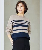 【自由区/JIYU-KU】の【カタログ掲載・洗える】コットンポリミドルゲージ ニット ベージュ×ネイビー|ID: prp329100004254070 ipo3291000000031732225