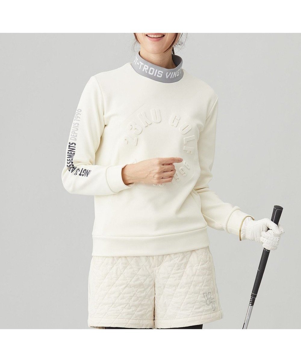 【23区 ゴルフ/NIJYUSANKU GOLF】の【WOMEN】凹凸ロゴモックネック 人気、トレンドファッション・服の通販 founy(ファニー) 　ファッション　Fashion　レディースファッション　WOMEN　トップス・カットソー　Tops/Tshirt　パーカ　Sweats　スウェット　Sweat　NEW・新作・新着・新入荷　New Arrivals　A/W・秋冬　Aw・Autumn/Winter・Fw・Fall-Winter　シンプル　Simple　スウェット　Sweat　フロント　Front　プリント　Print　メンズ　Mens　 other-1|ID: prp329100004254093 ipo3291000000029535374