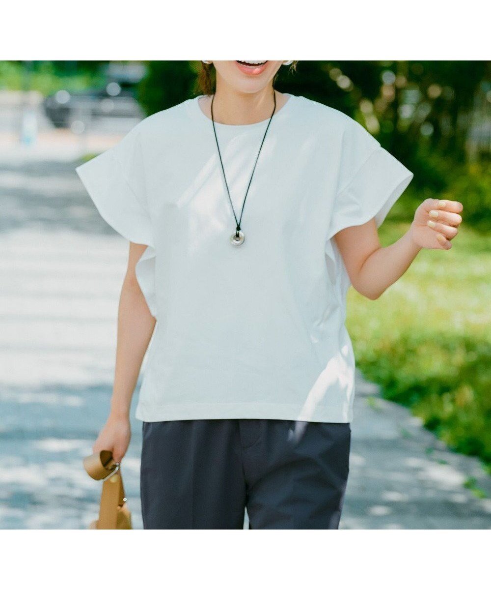 【アンフィーロ 自由区/UNFILO】の【吸水速乾/ストレッチ】フレアスリーブ Tシャツ インテリア・キッズ・メンズ・レディースファッション・服の通販 founy(ファニー) 　ファッション　Fashion　レディースファッション　WOMEN　トップス・カットソー　Tops/Tshirt　シャツ/ブラウス　Shirts/Blouses　ロング / Tシャツ　T-Shirts　カットソー　Cut and Sewn　カットソー　Cut And Sew　シンプル　Simple　ジャージ　Jersey　ストレッチ　Stretch　スリーブ　Sleeve　フリル　Frills　フレア　Flare　吸水　Water Absorption　夏　Summer　春　Spring　S/S・春夏　Ss・Spring/Summer　オフ|ID: prp329100004265454 ipo3291000000031875911