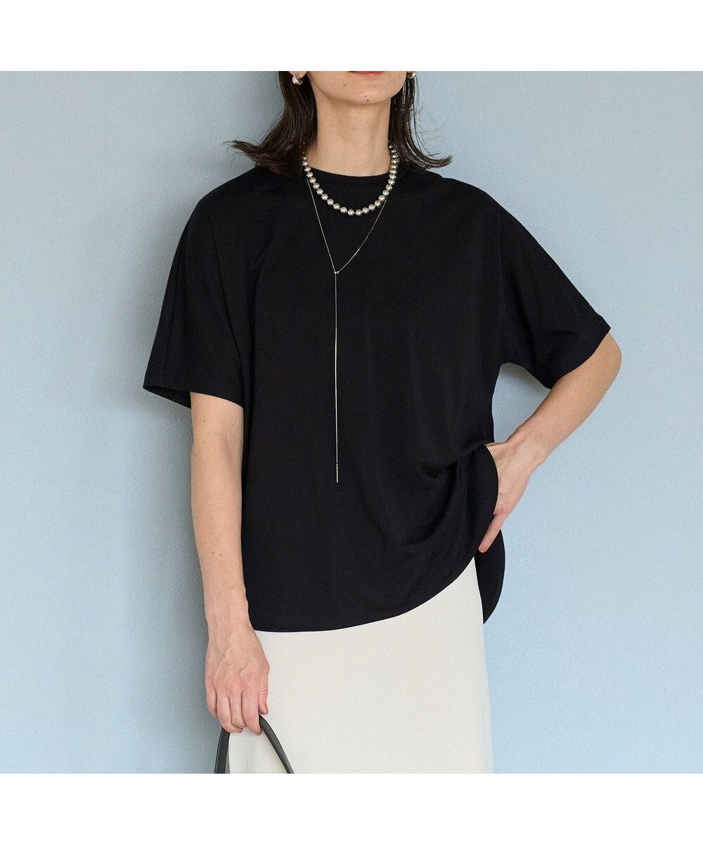 【アンフィーロ 自由区/UNFILO】の【接触冷感/ストレッチ】BEAUTY FORM フォルムTシャツ インテリア・キッズ・メンズ・レディースファッション・服の通販 founy(ファニー) 　ファッション　Fashion　レディースファッション　WOMEN　トップス・カットソー　Tops/Tshirt　シャツ/ブラウス　Shirts/Blouses　ロング / Tシャツ　T-Shirts　カットソー　Cut and Sewn　春　Spring　カットソー　Cut And Sew　軽量　Lightweight　ストレッチ　Stretch　雑誌　Magazine　デコルテ　Decolletage　定番　Standard　フォルム　Form　S/S・春夏　Ss・Spring/Summer　再入荷　Restock/Back In Stock/Re Arrival　おすすめ　Recommend　夏　Summer　[NEW]ブラック|ID: prp329100004265812 ipo3291000000031986147