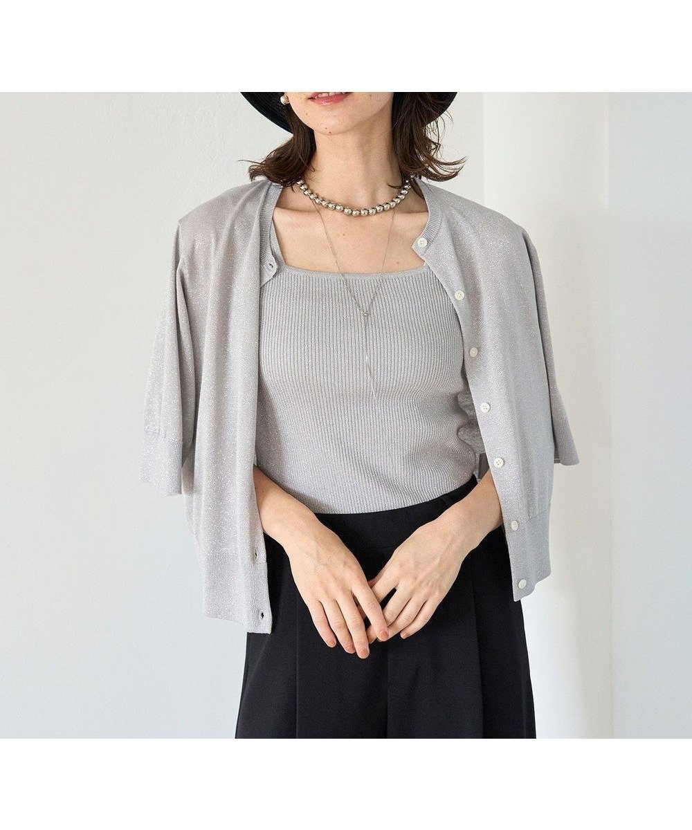 【アンフィーロ 自由区/UNFILO】のラメハーフスリーブカーディガン インテリア・キッズ・メンズ・レディースファッション・服の通販 founy(ファニー) 　ファッション　Fashion　レディースファッション　Fashion for Women　トップス・カットソー　Cut & Sew Tops　カーディガン・羽織り　Layered Style Cardigans　おすすめ　Recommended / Our Picks　ウォッシャブル　Machine Washable　カーディガン　Cardigan, Knitwear　クロップド　Cropped, Short Length　夏　Summer　春　Spring　S/S・春夏　SS, Spring/Summer, Warm Season　洗える　Machine Washable　羽織　Haori, Light Jacket　シルバー|ID: prp329100004265896 ipo3291000000034247676