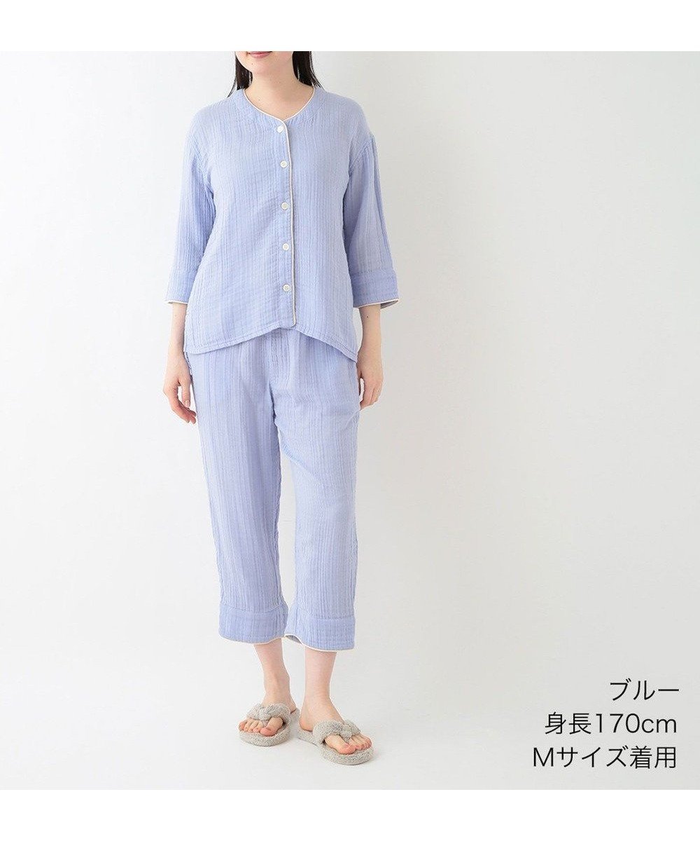 【ウチノ/UCHINO】のクレープガーゼ ノーカラーレディスパジャマ 人気、トレンドファッション・服の通販 founy(ファニー) 　ファッション　Fashion　レディースファッション　WOMEN　クロップド　Cropped　パイピング　Piping　パジャマ　Pajamas　ポケット　Pocket　おすすめ　Recommend　 other-1|ID: prp329100004266031 ipo3291000000029659191