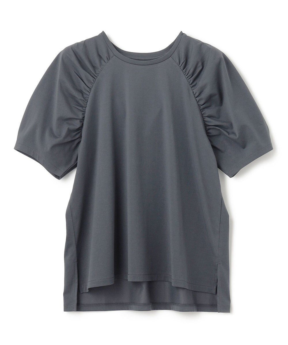 【アンフィーロ 自由区/UNFILO】のショルダーギャザーT インテリア・キッズ・メンズ・レディースファッション・服の通販 founy(ファニー) 　ファッション　Fashion　レディースファッション　Fashion for Women　トップス・カットソー　Cut & Sew Tops　シャツ・ブラウス・オフィスカジュアル　Elegant Blouses & Button-Ups　ロングTシャツ・Tシャツ　Longline T-Shirts & Tees　カットソー・ベーシックTシャツ　Cut-and-Sewn Tops / Stretch Tees & Basics　カットソー　Cut and Sewn Top　ギャザー　Gathered, Ruffled　ショルダー　Shoulder, Shoulder Strap　ストレッチ　Stretch, Stretchy Fabric　吸水　Absorbent, Quick-Dry　夏　Summer　春　Spring　S/S・春夏　SS, Spring/Summer, Warm Season　チャコール|ID: prp329100004266163 ipo3291000000032246268
